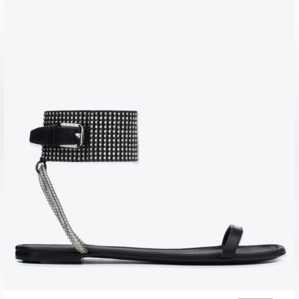 Saint Laurent Black and Silver Sandals